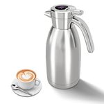 Thermal Coffee Carafe Jugs, UYOTBKEUB 2.2L Double Wall Vacuum Water Jug Intelligent Temp Display Insulated Coffee and Tea Pot, Coffee Warmer Drink Dispenser for Coffee,Tea,Beverage