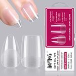 INPING Soft Gel Full Cover Nail Tips, 240PCS 12 Sizes Short Nail Tips, French Acrylic Fake Nails Pre-Shaped Mix Artificial Clear Gel Extensions with Box for Manicure Salons Nail Art, ALMOND & SQUARE