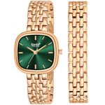 Ajanta Quartz Newly Launched Stainless Steel Stylish Rosegold -Green Analog Watches and Square Dial for Women and Girls & Miss &Ladies with Metal Strap Bracelet Suitable for Casual, Formal