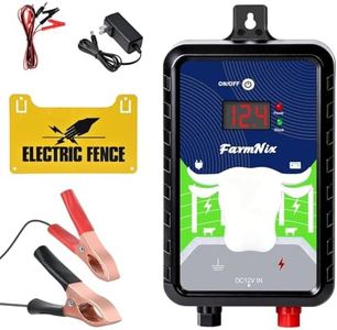 15 Miles Electric Fence Charger, 4 Joules Energy Output 12KV Output Voltage, AC DC Electric Fence Energizer with LED Display for Preventing Wild Animals Intruding Great for Gardens, Poultry