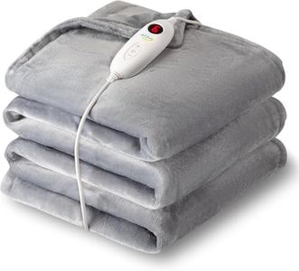 ALLJOY Heated Electric Blanket Throw, 200 x 180cm Large Heated Throw Blanket with 6 Heat Levels, Auto Off, Overheat Protection, LCD Display, Soft and Fast Heating for Home Office Use, Machine Washable