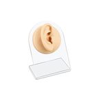 TOUNALKER 2Pcs Soft Silicone Ear Model, Reused Flexible Ear Mold Fake Ear with Acrylic Stand Ears Stud, Simulation Rubber Ear for Piercing Practice Jewelry Display