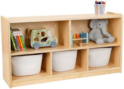 TOOKYLAND 5-Compartment Wooden Storage Cabinet, 2-Shelf Montessori Shelf Toy Organizers and Storage, Kids Classroom Organizer, Playroom, Daycare and Preschool Bookshelves