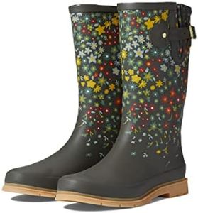 Western Chief Printed Tall Waterproof Rain Boot, Falling Petals, 7 US