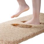 ROLIZOE Ultra Thick Bathroom Long Runner Rug Non Slip Bath Mat Runner Highly Absorbent Bath Rug for Bathroom Super Soft Bedside Rug Microfiber Floor Carpet Runner 50 x 122cm, Beige