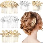 5 Pieces Leaf Hair Side Combs Gold 