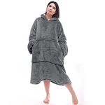 Oversized Wearable Blanket Hoodie,Extra Long & Warm Blanket Sweatshirt Gifts for Women with Sleeves and Giant Pocket,Cool Gray