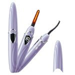 Raysino Heated Eyelash Curler, S600 Rechargeable Heated Lash Curler, Eyelash Curler Heated in 8s for Women 24 Hs Lasting Natural Makeup (Purple/Silver, 148MM)