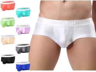 ZONBAILON Pack Sexy Mens Silk Boxer Briefs Short Leg Bulge Enhance Underwear Briefs Low Rise Trunks No Fly Boxers White Underpants Man xl