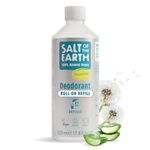 Salt of the Earth - Natural Deodorant Roll on Refill - x7 Uses - Unscented - 100% Natural Origin Ingredients - Vegan - Suitable for Men, Women & Children - 525ml