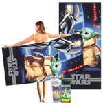 Star Wars Mandalorian Bath Pool Beach Towel Set - 40" x 72" Giant Baby Yoda Towel with Stickers, More | Mandalorian Yoda Bathroom Decor