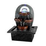 Indoor Tabletop Fountain Water Feature LED Lights Polyresin Statues Home Decoration (Cascading Fountain)