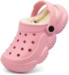 INMINPIN Kids Fur Lined Clogs Toddler Fuzzy Slippers, Pink, 6-7C