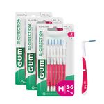 GUM BI-Direction Dual Position Interdental Brushes | Antibacterial Bristles | 90-Degree Positioning | Teeth Cleaning and Plaque Removal | 3 x 6 Pieces (ISO Size 4, 1.2mm)