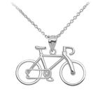 925 Sterling Silver Bicycle Sports Charm Bike Pendant Necklace with Rolo Chain and Pendant only, Metal, not-known