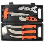 Hunting Knife Set - 7pcs Fixed Blade Full Tang Handle Portable Butcher Game Processor Set Gifts for Deer Hunting, Fishing, Camping, Survival