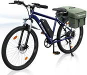 M10 Electric Bike for Adults with Rear Rack, Fender and Saddlebag, 55 Miles 20MPH Commuting Electric Mountain Bike with 500W Brushless Motor, 7 Speed, 26" Tires and Front Fork Suspension (Deep Blue)