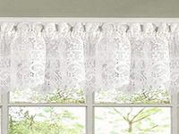 Sweet Home Collection Old World Style Floral Heavy Lace Kitchen Curtain Valance, Hopewell White