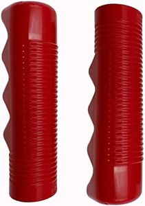 Finger Nub Non-Slip Classic Ribbed Grips for 1" Handle Bar, Red - 1 Pair