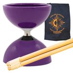 Carousel Bearing Diabolo Set - Kids, Fast Bearing Diablo with Wood Sticks, Pro String and Cascade Juggling Bag (Purple)