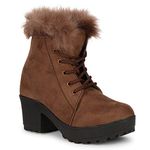 Saheb Suede Boots for Women (40 EU)(7 UK)(Brown)