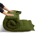 MAXYOYO Portable Foldable Futon Mattress, Hypoallergenic Fabric and Memory Foam Mattress Pad with Handle and Zipper for Outdoor Indoor Camping Guest Car (Green, 90x190cm)