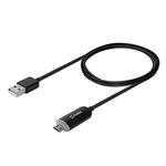 Cellet White LED Micro USB 2.0 A Male to Micro B Charging and Data Cable for Android HTC Samsung Nokia and More - Retail Packaging - Black