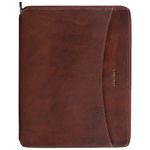 STILORD 'Dexter' Conference Folder Leather Portfolio A4 Vintage Business Map with Zip Portfolio Document Tablet Cover for 13,3 Inch MacBooks, Colour:Porto - Cognac