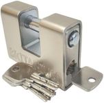 Britanium® BRP/74 [Armoured] Shipping Container Padlock - [Anti Drill Cylinder] - Heavy Duty Lock for Storage Unit, Motorbike, Shed & Garage Silver