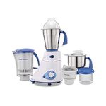 Preethi Plastic Blue Leaf Platinum Mg 139 Mixer Grinder,750 Watt,White,4 Jars-Super Extractor Juicer Jar & Storage Air-Tight Container,Fbt Motor With 5Yr Warranty & Lifelong Free Service,Standard