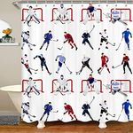 Feelyou Ice Hockey Bedding Set Kids Sports Event Shower Curtain Hockey Player Bathroom Curtain for Boys Stalls Decor Lightweight Bathroom Accessories 72"X84"