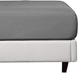 Softest Cotton Rich Fitted Sheet Super King Size, Lightweight 180 x 200 + 30 cm Fully Elasticated Deep Pocket, Easy Care & Durable, Super King Size Fitted Sheet Dark Grey Chambray