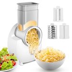 HuuppHip 150W Electric Cheese Grater,Electric Rotary Grater for Vegetables & Fruits,Automatic Spiralizer with 3 Sets of Interchangeable Blades of Different Shapes for Cheese, Cucumber, Carrot