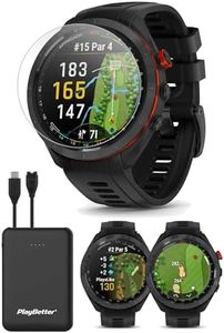 Garmin Approach S70 (Black, 47mm) Golf GPS Watch | Premium Smartwatch with AMOLED Display, Virtual Caddie & Playslike Distance | Bundle with PlayBetter Screen Protectors & Portable Charger