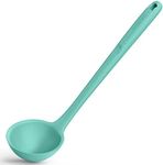 U-Taste 34cm Silicone Soup Ladle: 315℃ Heat Resistant Non-Stick Seamless Rubber Large Kitchen Deep Serving Spoon with Non-Slip Solid Long Handle for Cooking Sauce, Stews, Gravies, Chili (Aqua Sky)