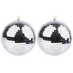 Boshen 2 Pack 10" Disco Mirror Ball with Hanging Ring Silver Party Disco Ball Light for Party Xmas DJ Stage Lighting Effect