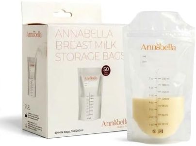 Annabella 50 Pcs BPA Free Breast Milk Storage Bags, 200 ml Milk Bags for Breastmilk Storage, Double-Seal Milk Storage Freezer Bags, Breastmilk Storage Bags, Breastfeeding Bags for Milk