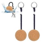 2pcs Floating Cork Keyrings 53mm Floatable Wooden Ball Key Chain Floating Cork Ball Keyring Float Keychain Water Boat Accessories for Swimming Diving Fishing Canoeing Sailing Kayaking Marine Boat