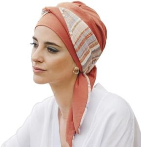 CAREBELL Smooth Mediterraneo Coral - Turbante Gorro oncologico de bambú para quimioterapia o Alopecia