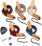 Longteam Simple Linen Leather Ukulele Strap Adjustable Length Durable Uke Straps with Nail, Rope, Picks (Brown)