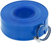 U.S. Pool Supply 1-1/2" x 50' Heavy Duty Blue Swimming Pool Backwash Hose with Hose Clamp