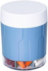 Betife Extra Large Supplement Organizer,Weekly Pill Organizer Bottle, Daily Pill Dispenser with 7 Large Compartments, Organizer to Hold 7 Day Vitamin Medication,21 Labels and a Cleaning Brush (Blue)