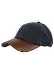 Nicky Adams Countrywear Men's Waterproof Waxed Cotton Baseball Cap with Genuine Leather Peak - Adjustable Outdoor Cap for Fishing, Hunting, and Leisure – Made in UK Navy