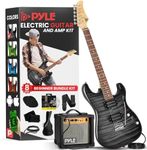 Pyle 6 Amp Kit-39.4” Full Size Electric Guitar Humbucker Pickups Bundle Beginner Starter Package w/Amplifier, Case, Strap, Tuner, Pick, Strings, Cable, Tremolo (Black), Right, (PEGKT99BK)