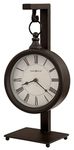 Howard Miller Loman Mantel Clock 635-200 – Metal Antique Black Finished, Rustic Clock Hangs on 14.25-inch Stand, Distressed Black Roman Numerals, Quartz Movement