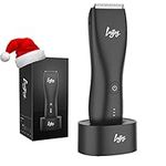 Pubic Hair Trimmer for Men, INVJOY Electric Groin & Body Hair Shaver for Balls, Body Hair Clipper with Charging Dock, Waterproof Ultimate Male Hygiene Razor (Black)