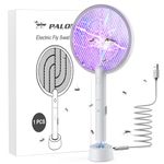 PALONE Electric Fly Swatter, Bug Zapper USB Fly Killer Rechargeable Fly Zapper Racket, Handy Fly Killer Racket, Mosquito And Wasp Killer, Insect Killer for Indoor and Outdoor Pest Control (White*1)