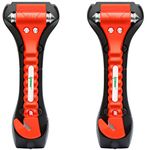 2 PCS High Carbon Steel Hard IPOW Car Safety Hammer Escape Tool With Antiskid Seatbelt Cutter, Life-Saving Emergency Glass/Window Punch Breaker Auto Rescue Disaster Hammer