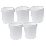 TIDTALEO 5pcs Food Grade Plastic Bucket White Buckets Bucket with Lid Bath Tub Paint Mop Buckets Empty 1L Bucket Milk Can Cleaning Buckets Water Bucket with Handle Water Container Pet