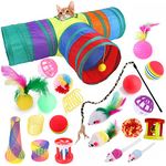 ACNCN 22 Pcs Cat Toys, Kitten Toys Interactive Cat Toys for Indoor Cats, Cat Tunnel Toys Set for Indoor Cats(22PCS Rainbow)